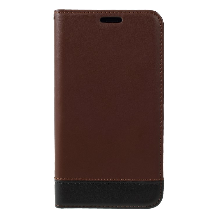 

Two-tone Splicing Stand Split Leather Mobile Casing Cover for iPhone XR 6.1 inch - Coffee