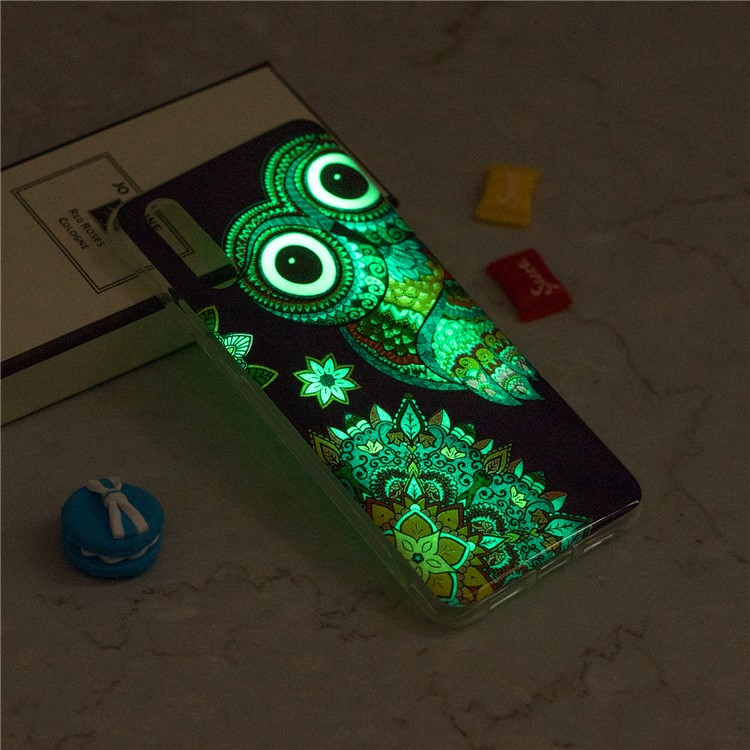 For iPhone XR 6.1 inch Luminous Patterned IMD Soft TPU Protective Case - Colorful Owl-4