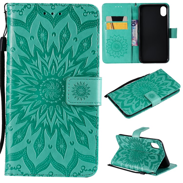 

Imprint Sunflower PU Leather Wallet Magnetic Stand Mobile Phone Case for iPhone XR 6.1 inch - Green