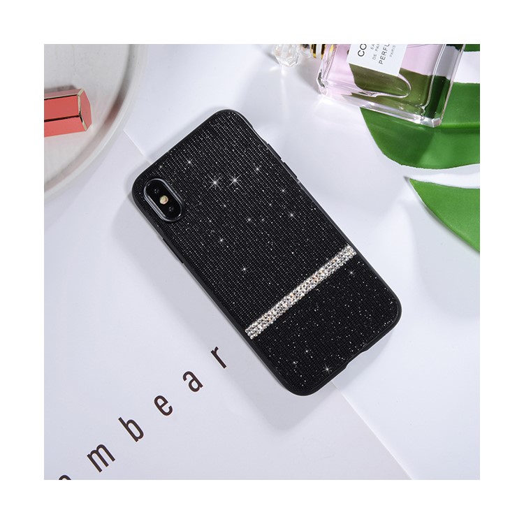SULADA Shiny Star Series Rhinestone Decoration Flash Powder Coated TPU Case for iPhone XS Max 6.5 inch - Black-2