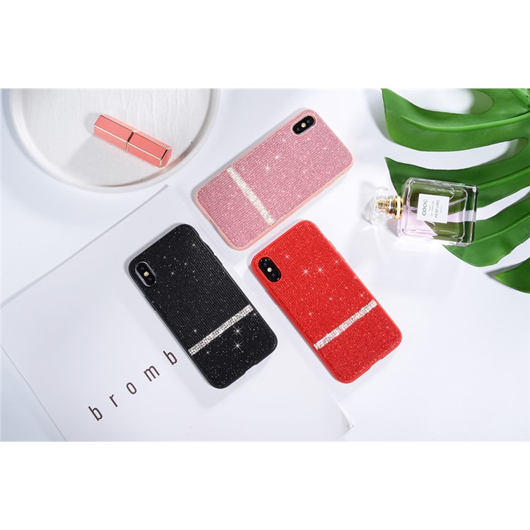 SULADA Shiny Star Series Rhinestone Decoration Flash Powder Coated TPU Case for iPhone XS Max 6.5 inch - Black-3