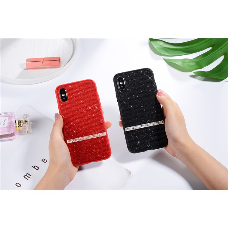 SULADA Shiny Star Series Rhinestone Decoration Flash Powder Coated TPU Case for iPhone XS Max 6.5 inch - Black-4