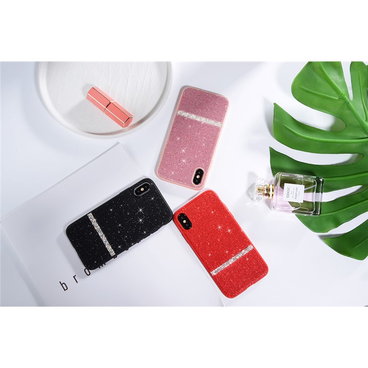 SULADA Shiny Star Series Rhinestone Decoration Flash Powder Coated TPU Case for iPhone XS Max 6.5 inch - Black-7