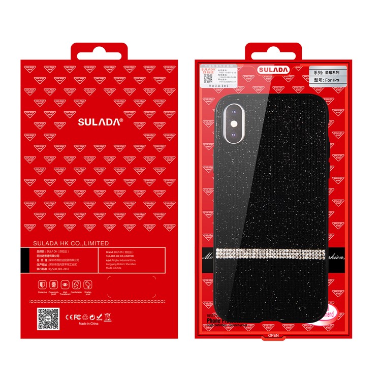 SULADA Shiny Star Series Rhinestone Decoration Flash Powder Coated TPU Case for iPhone XS Max 6.5 inch - Black-8