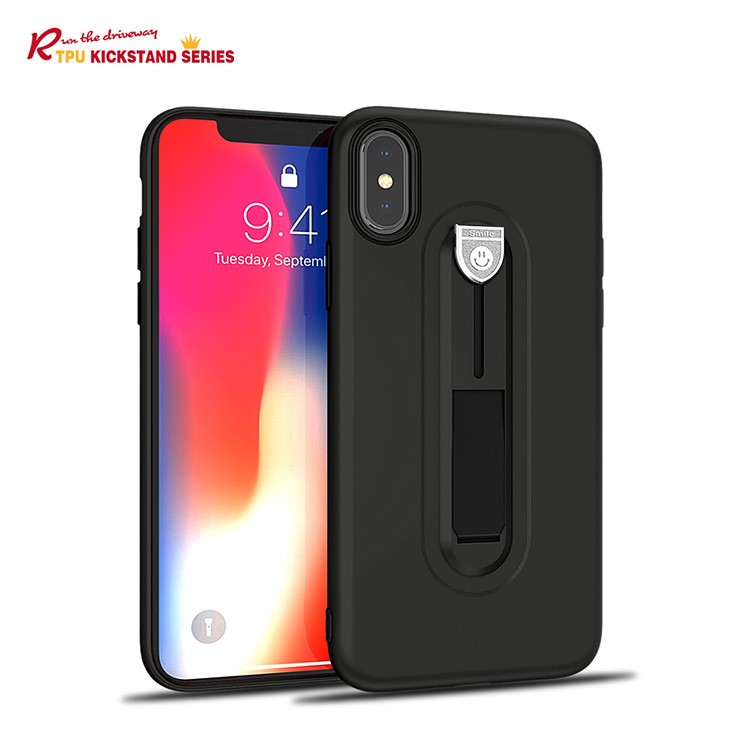 

Shockproof Matte TPU Sliding Kickstand Phone Cover for iPhone XS Max 6.5 inch - Black