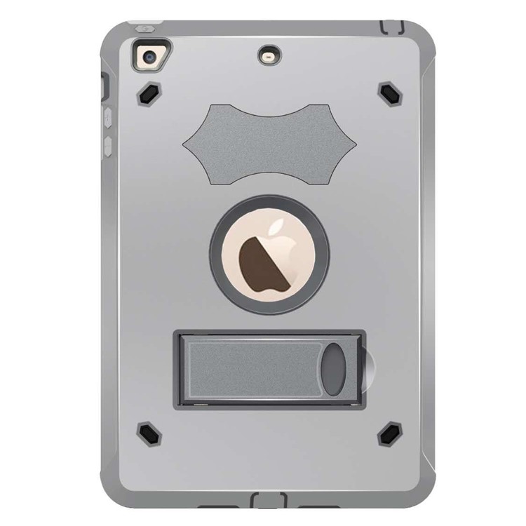

Cool Shockproof Silicone + PC Hybrid Kickstand Cell Phone Shell for iPad 9.7-inch (2018) / (2017) - Grey