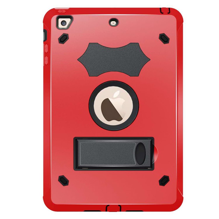 

Cool Shockproof Silicone + PC Hybrid Kickstand Mobile Shell for iPad 9.7-inch (2018) / (2017) - Black / Red