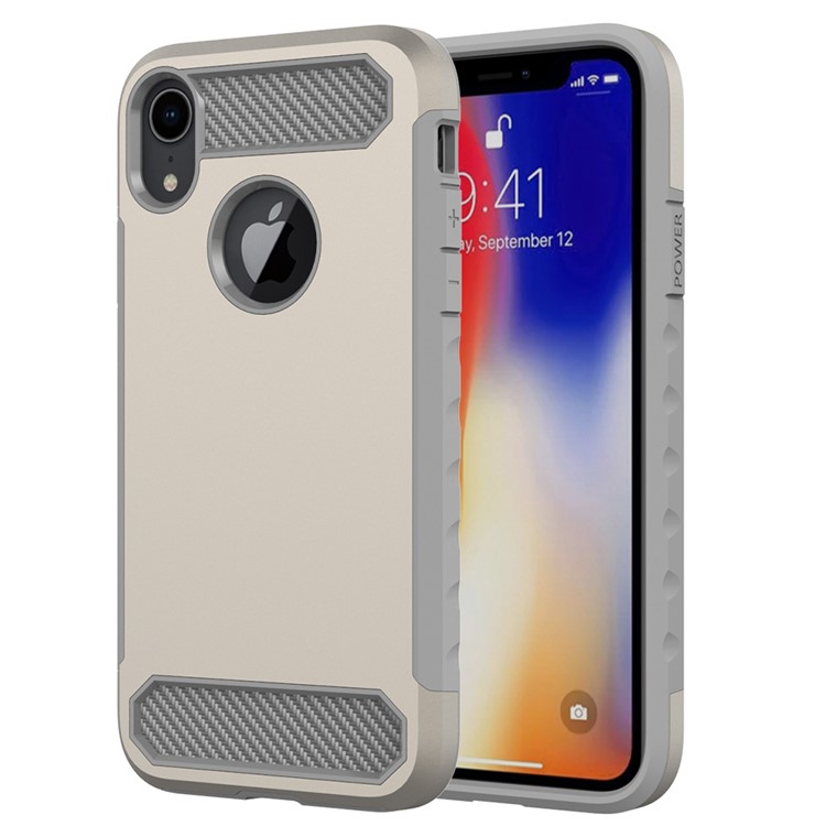

Текстура Углеродного Волокна PC + TPU Гибридная Задняя Оболочка Телефона Для Iphone 9 6.1 Inch - Золото