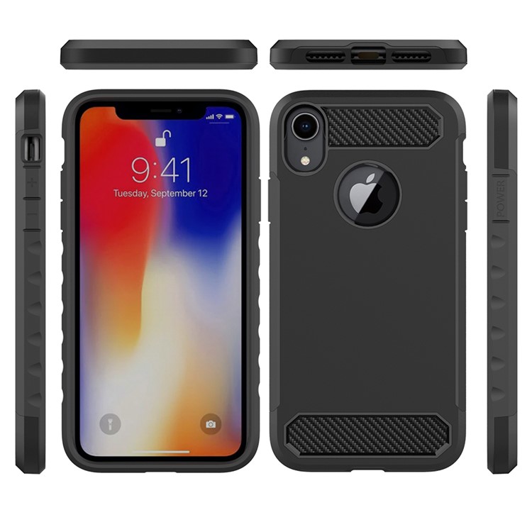 Carbon Fiber Texture PC + TPU Combo Case for iPhone 9 Plus 6.5 inch - Black-3