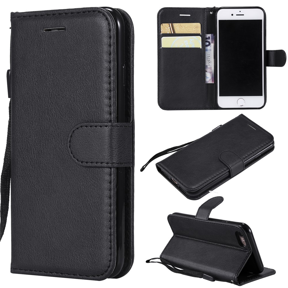 KT Leather Series-2 Carteira Caso de Couro Para Iphone 7/8/SE (2022)/SE (2020) - Preto