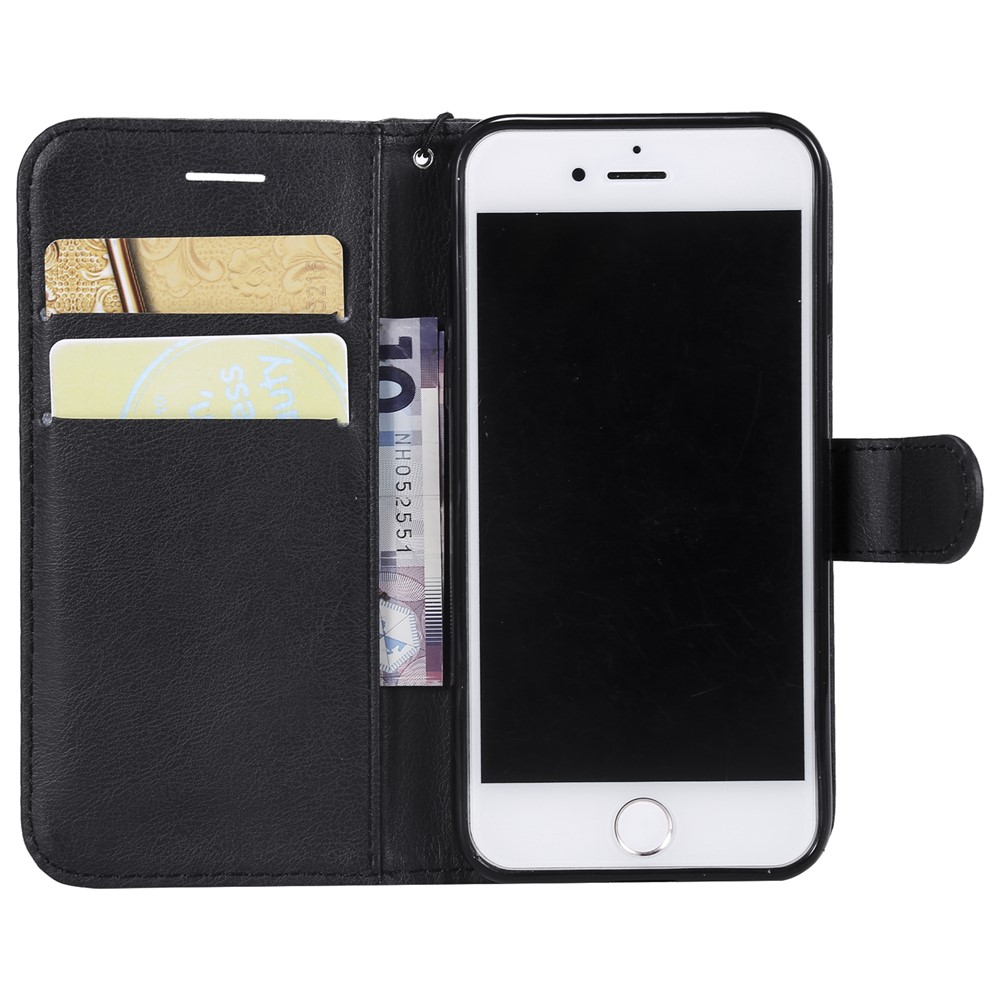 KT Leather Series-2 Wallet Leather Stand Case Para Iphone 7/8/SE (2022)/SE (2020) - Negro