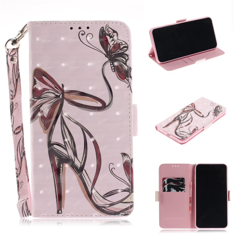 

Pattern Printing Light Spot Decor Stand Leather Wallet Cell Phone Case for iPhone XS Max 6.5 inch - High Heel Shoes