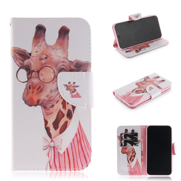 

Pattern Printing Wallet Stand Leather Mobile Cover for iPhone XR 6.1 inch - Cute Giraffe