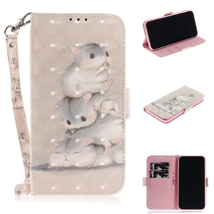 

Patterned Wallet Stand PU Leather Cell Phone Case for iPhone XR 6.1 inch - Hamsters