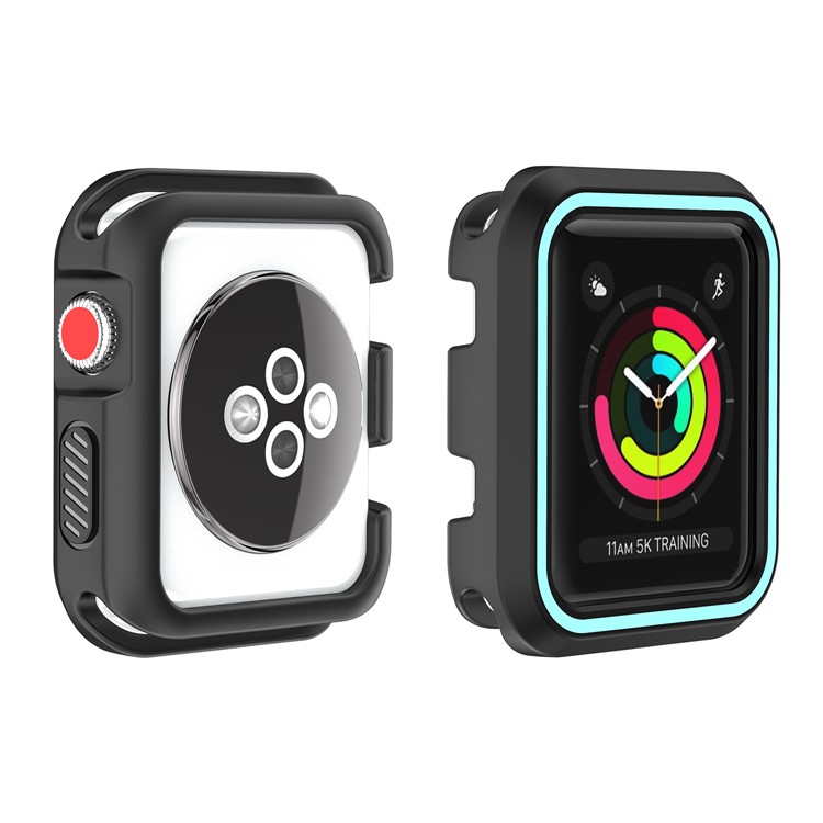 

Chic Plastic + TPU Combo Watch Protective Frame for Apple Watch Series 3 / 2 / 1 42mm - Black / Cyan