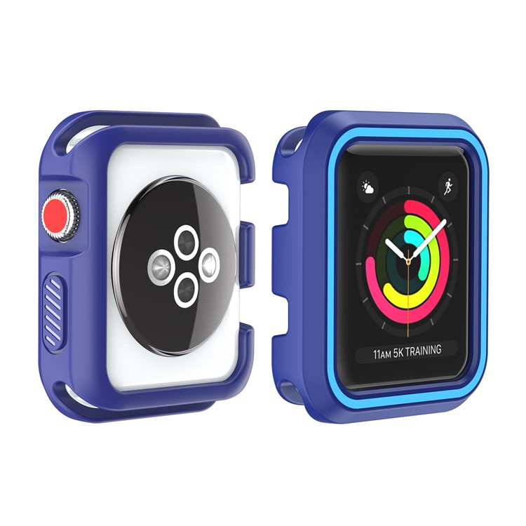 

Chic Plastic + Soft TPU Hybrid Watch Frame for Apple Watch Series 3 / 2 / 1 42mm - Dark Blue / Baby Blue
