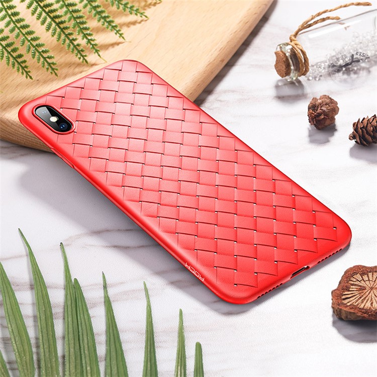 

ROCK BV Woven Pattern Heat Dissipation TPU Phone Cover Case for iPhone XS / X 5.8 inch - Red, iPhone XS 5.8 inch