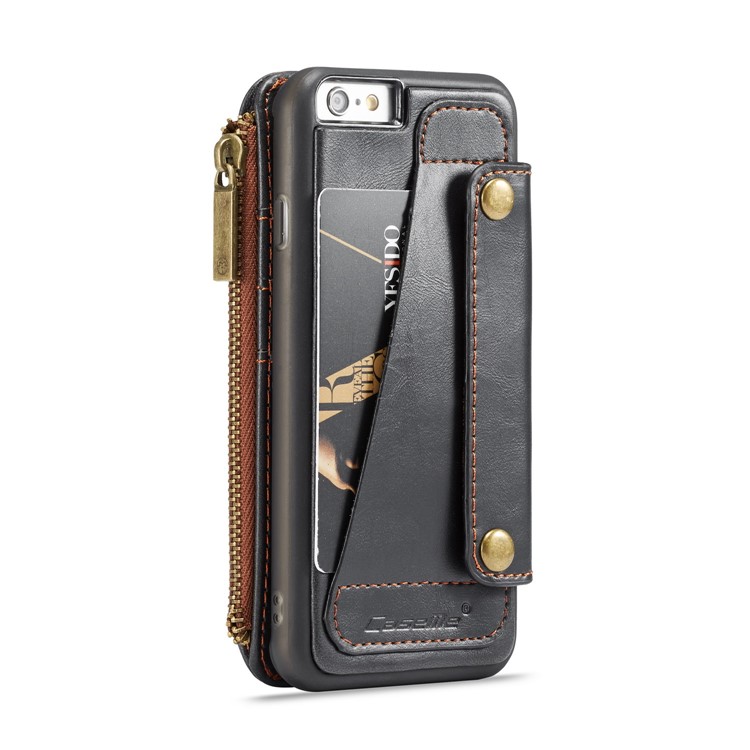 CASEME 011 Series Detachable 2-in-1 Business Zipper Leather Wallet Cover for iPhone 6s / 6 4.7-inch - Black-16