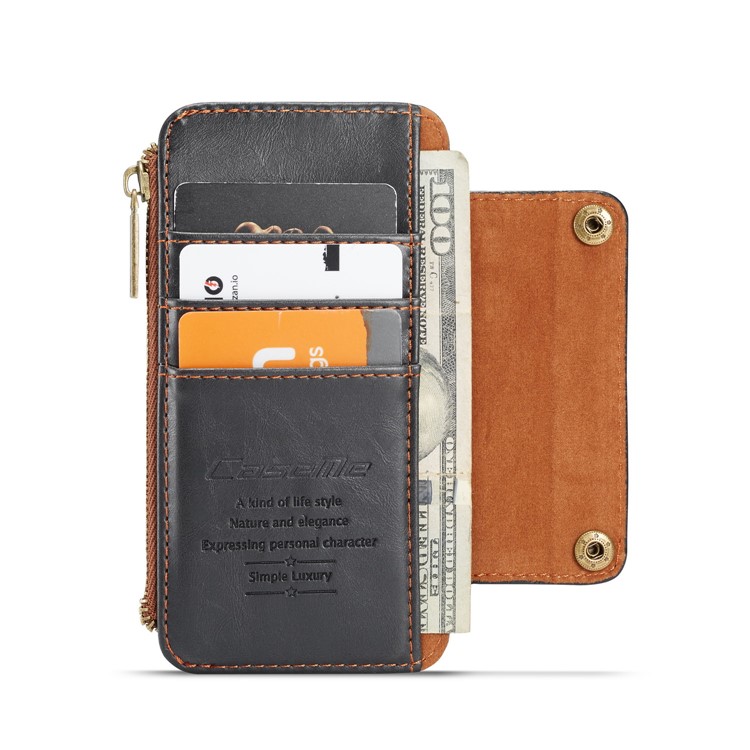 CASEME 011 Series Detachable 2-in-1 Business Zipper Leather Wallet Cover for iPhone 6s / 6 4.7-inch - Black-18