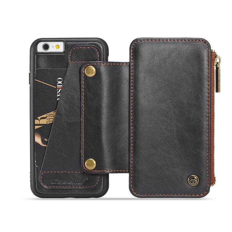 CASEME 011 Series Detachable 2-in-1 Business Zipper Leather Wallet Cover for iPhone 6s / 6 4.7-inch - Black-21
