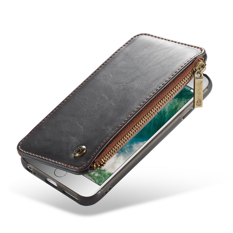 CASEME 011 Series Detachable 2-in-1 Business Zipper Leather Wallet Cover for iPhone 6s / 6 4.7-inch - Black-23