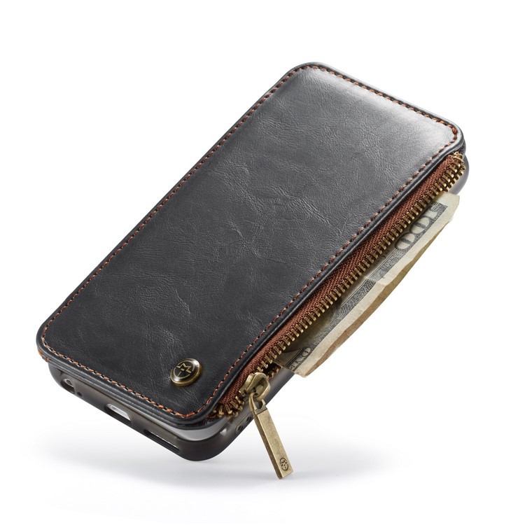 CASEME 011 Series Detachable 2-in-1 Business Zipper Leather Wallet Cover for iPhone 6s / 6 4.7-inch - Black-24