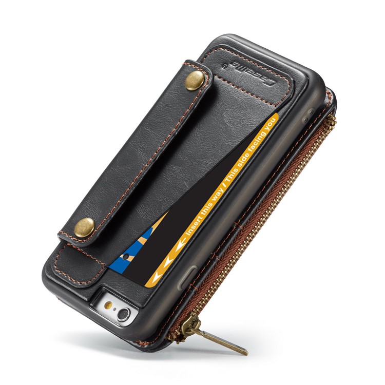 CASEME 011 Series Detachable 2-in-1 Business Zipper Leather Wallet Cover for iPhone 6s / 6 4.7-inch - Black-26