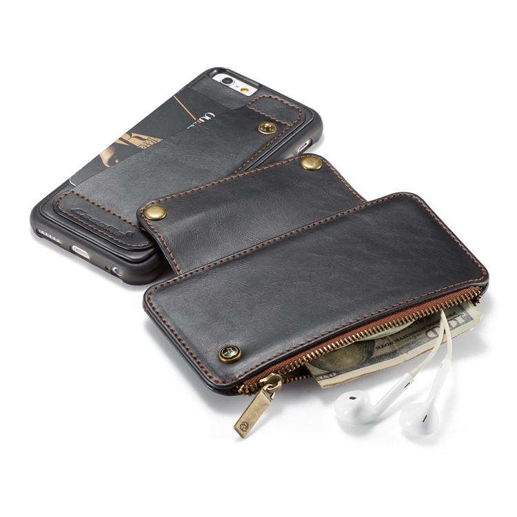 CASEME 011 Series Detachable 2-in-1 Business Zipper Leather Wallet Cover for iPhone 6s / 6 4.7-inch - Black-29