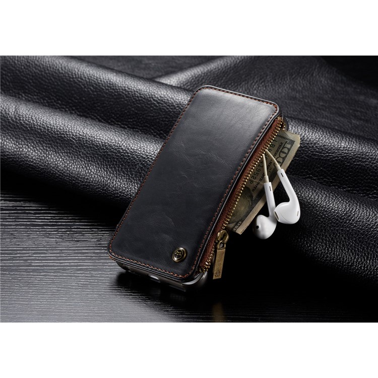CASEME 011 Series Detachable 2-in-1 Business Zipper Leather Wallet Cover for iPhone 6s / 6 4.7-inch - Black-33