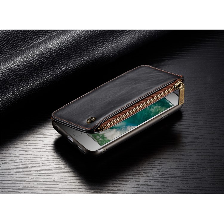 CASEME 011 Series Detachable 2-in-1 Business Zipper Leather Wallet Cover for iPhone 6s / 6 4.7-inch - Black-38