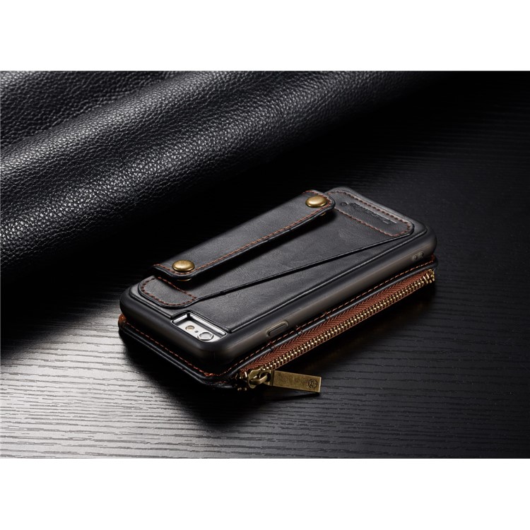 CASEME 011 Series Detachable 2-in-1 Business Zipper Leather Wallet Cover for iPhone 6s / 6 4.7-inch - Black-39
