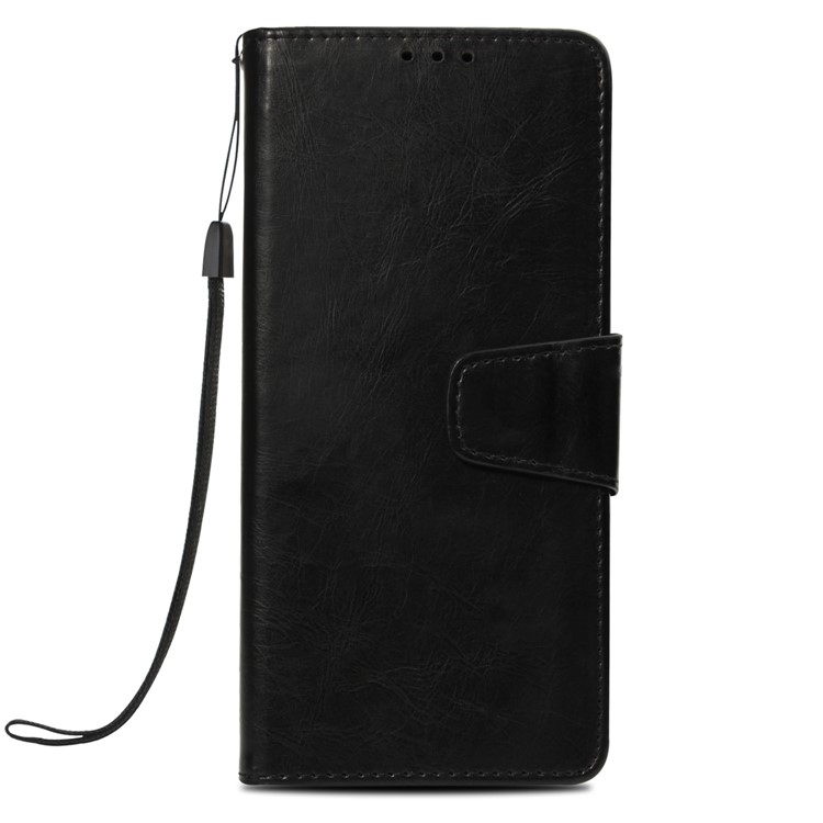 O Óleo Do Vintage Lustrou A Caixa De Couro Do Telemóvel Do Suporte Da Carteira Para O Iphone 9 Mais 6,5 Polegadas - Preto-2