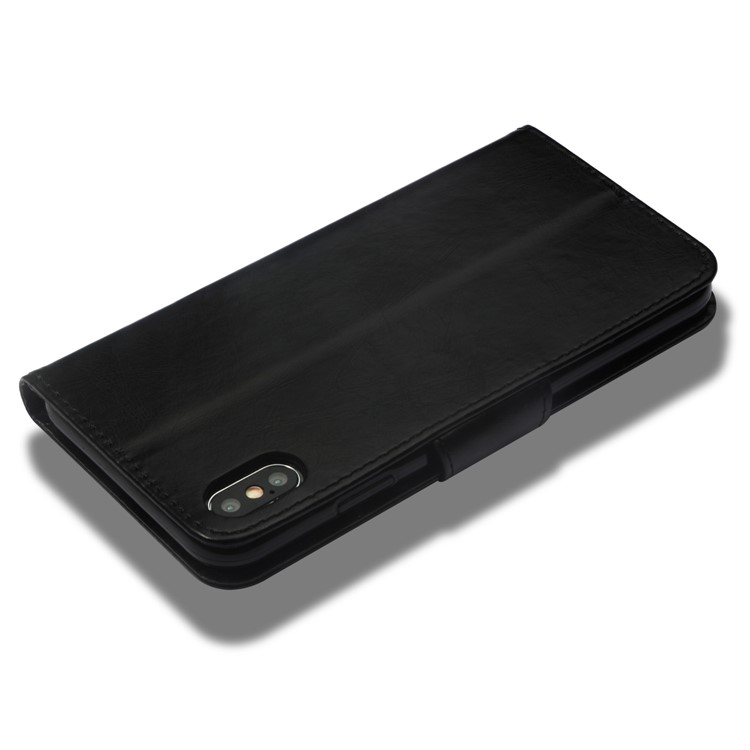 O Óleo Do Vintage Lustrou A Caixa De Couro Do Telemóvel Do Suporte Da Carteira Para O Iphone 9 Mais 6,5 Polegadas - Preto-7
