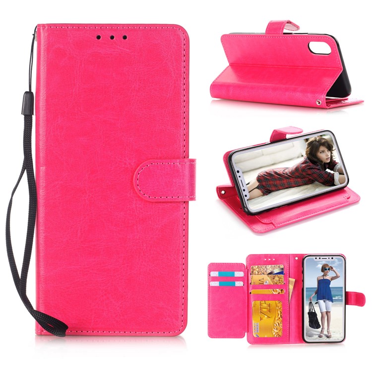 

Crazy Horse Texture 5 Card Slots Wallet Leather Phone Cover for iPhone XR 6.1 inch - Rose, iPhone XR