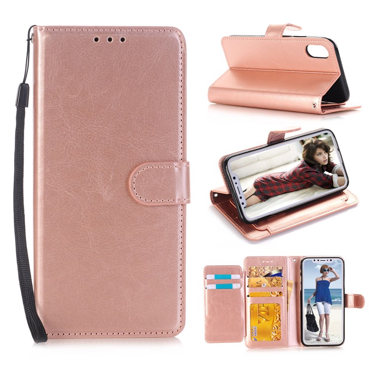 

Crazy Horse Texture 5 Card Slots Wallet Leather Phone Shell for iPhone XR 6.1 inch - Rose Gold, iPhone XR