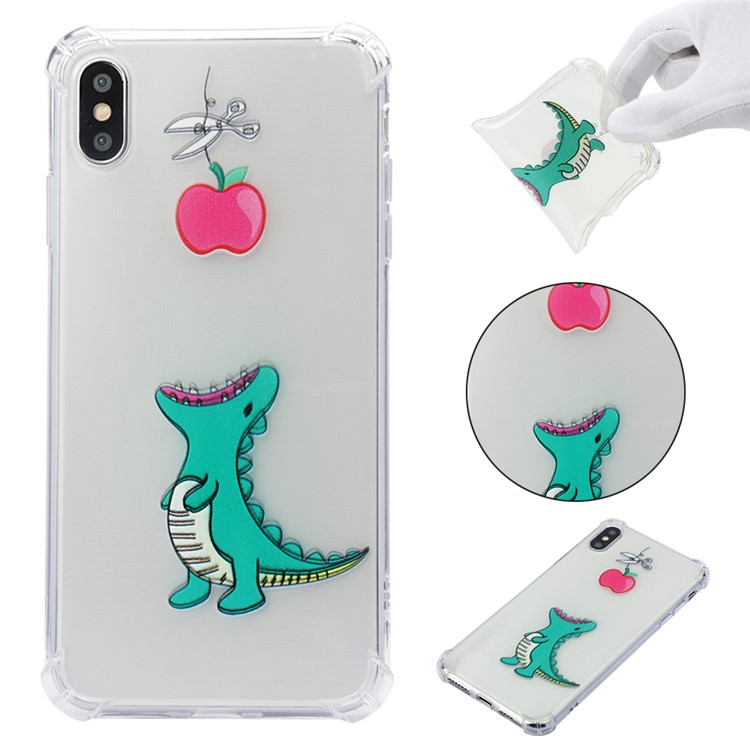

Anti-drop Patterned Printing Soft TPU Casing for iPhone XS Max 6.5 inch - Dinosaur Eating Apple, iPhone XS Max