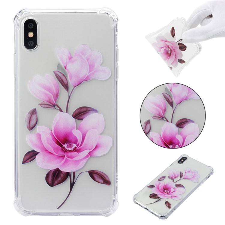 

Anti-drop Patterned Printing Soft TPU Accessory Case for iPhone XS Max 6.5 inch - Pink Flower, iPhone XS Max