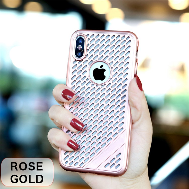 

Hollow Heat Dissipation TPU Phone Case for iPhone Xs Max 6.5 inch - Rose Gold