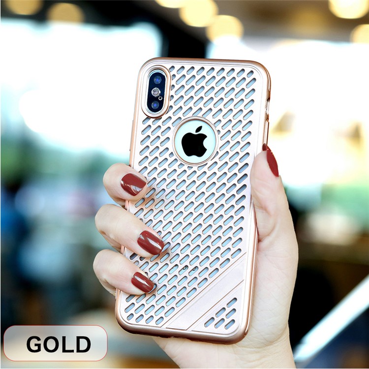 

Hollow Heat Dissipation TPU Case Phone Cover for iPhone Xs Max 6.5 inch - Gold