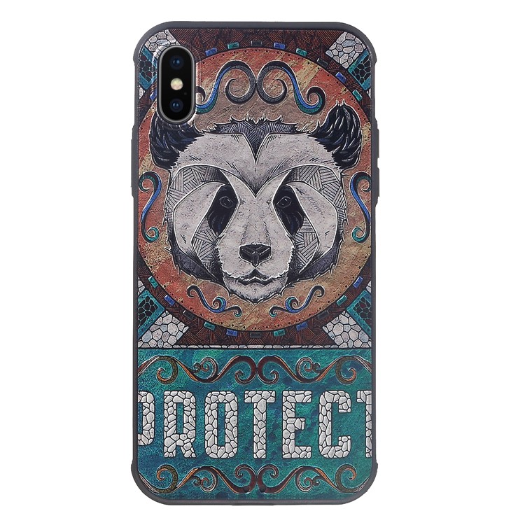 

Pattern Printing Embossment TPU Back Phone Shell Cover for iPhone XS / X 5.8 inch - Panda