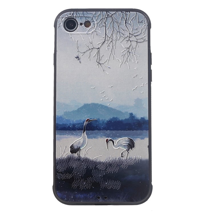 

Pattern Printing Embossment TPU Phone Case for iPhone 8/7 - Crane