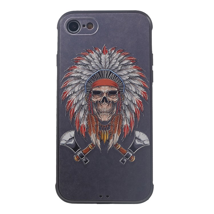 

Pattern Printing Embossment TPU Back Cover Case for iPhone 8/7 - Skull with Feather
