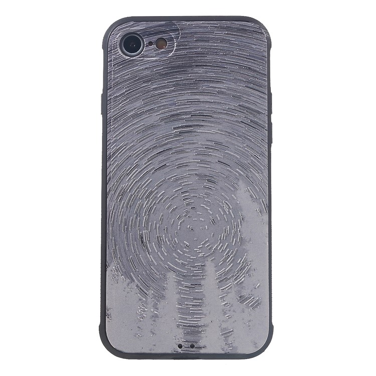 

Pattern Printing Embossment TPU Phone Cover for iPhone 8/7 - Grey Concentric Circles