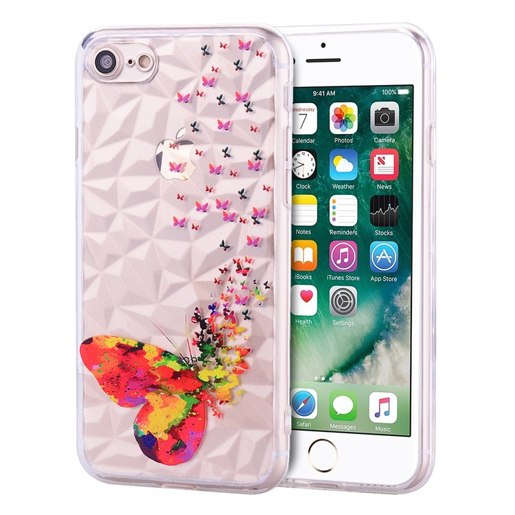 

3D-текстура С Бриллиантами С Рисунком Для Телефона TPU Для Iphone 8 / 7 - Раскрашенная Бабочка, iPhone 8