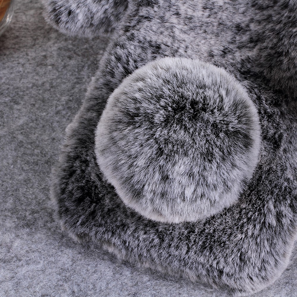 For iPhone 9 6.1 inch Cute Rabbit Bunny Warm Fur Soft TPU Mobile Cover - Dark Grey-3