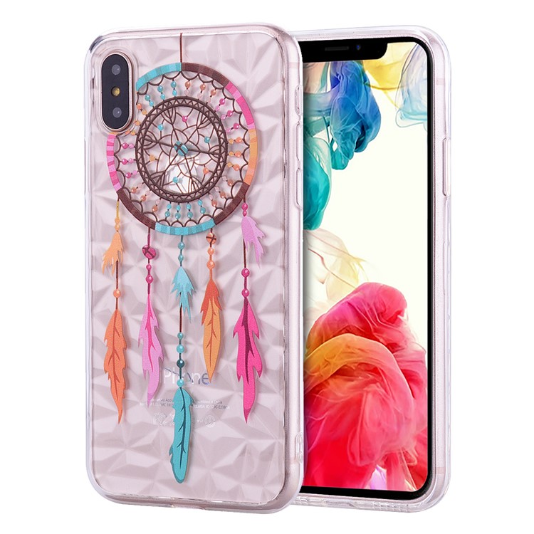 

Pattern Printing 3D Diamond Texture TPU Cover for iPhone XS / X 5.8 inch - Dream Catcher, iPhone Xs