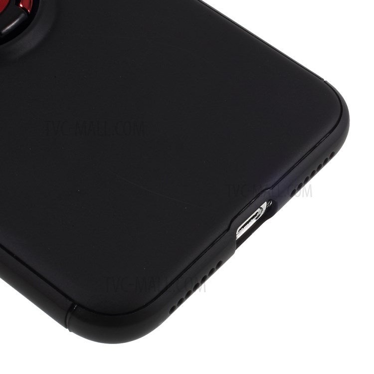 Metal Finger Ring Kickstand TPU Protective Case(Built-in Magnetic Metal Sheet) for iPhone XS Max 6.5 inch - Black / Red-7