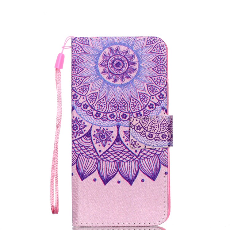 

For iPhone XR 6.1 inch Pattern Printing Wallet Leather Stand Mobile Cover - Mandala Flower, iPhone XR