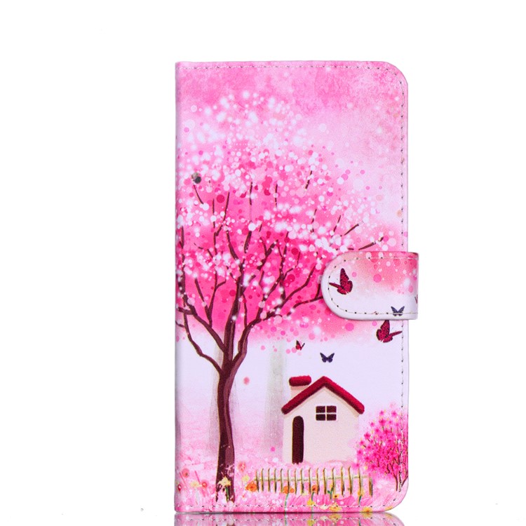 

Pattern Printing Wallet Stand Leather Shell for iPhone XS Max 6.5 inch - Flowered Tree and House