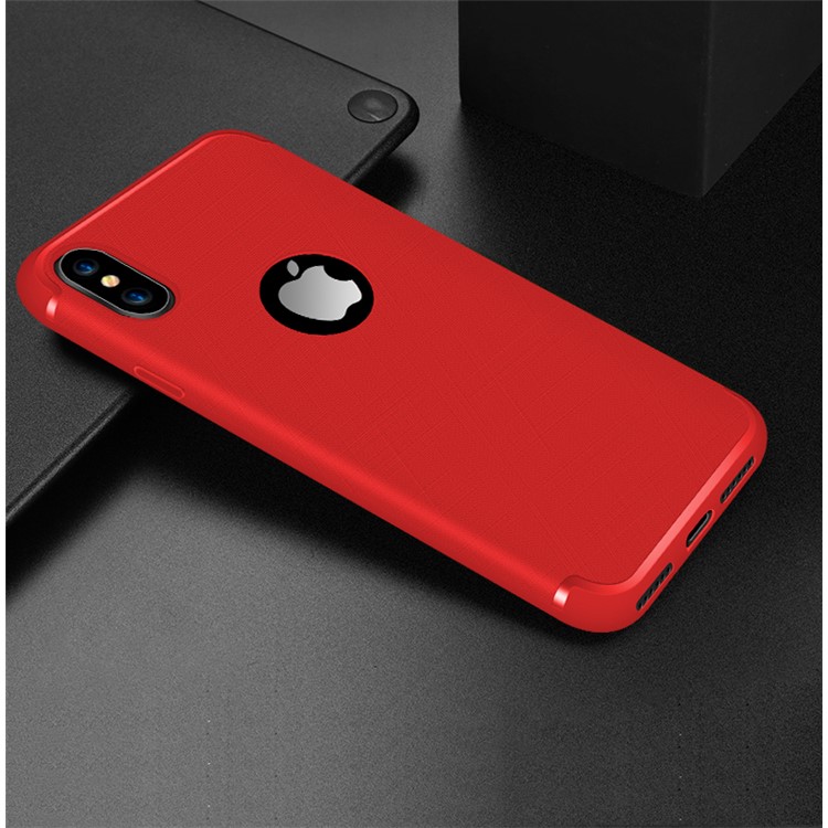 

For iPhone XS / X 5.8 inch Cross Texture Soft TPU Protective Cover - Red